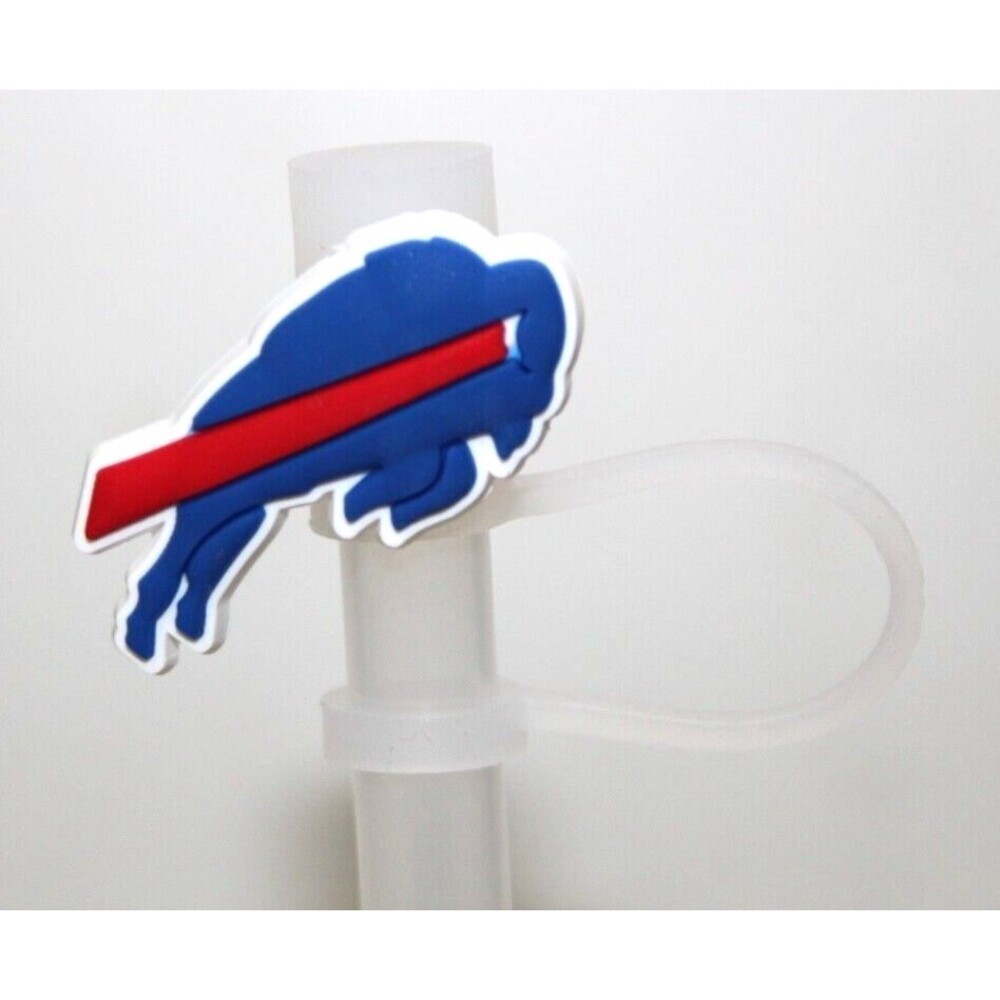 Sport Straw Cover Cap Football NFL Silicone Straw Buffalo Bills Logo Lot 4